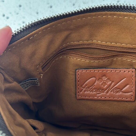 Patricia Nash Cassini Wristlet Leather Brown Turquoise Tooled Floral Zip Closure - Picture 5 of 12